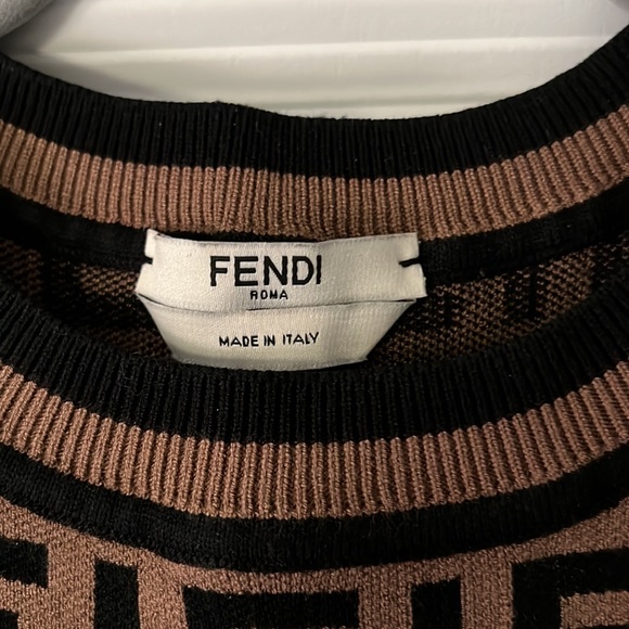 Fendi Brown and Black Patterned Women's Sweater - Picture 4 of 7